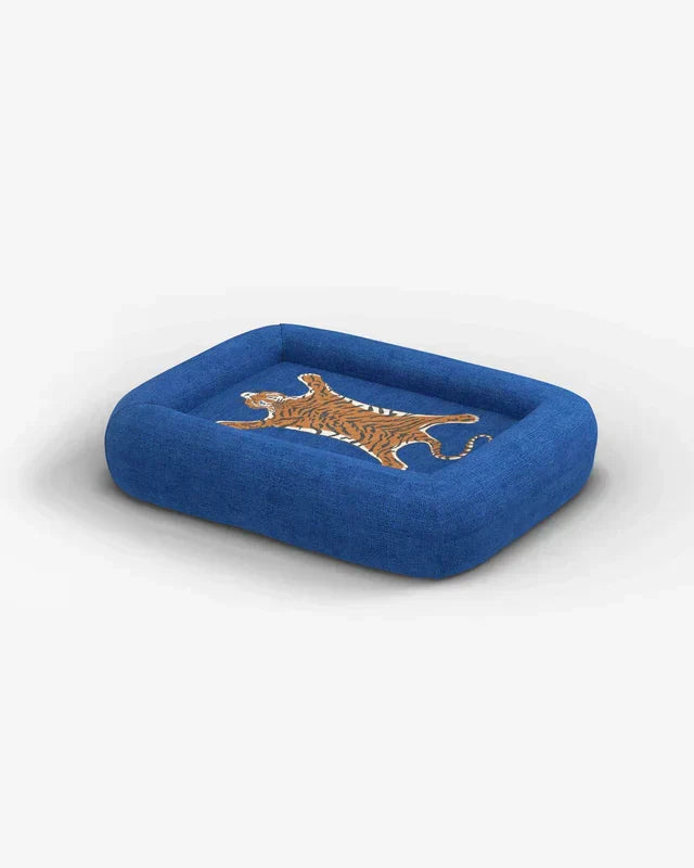 Tiger Blue Woven Bolster Pet Bed