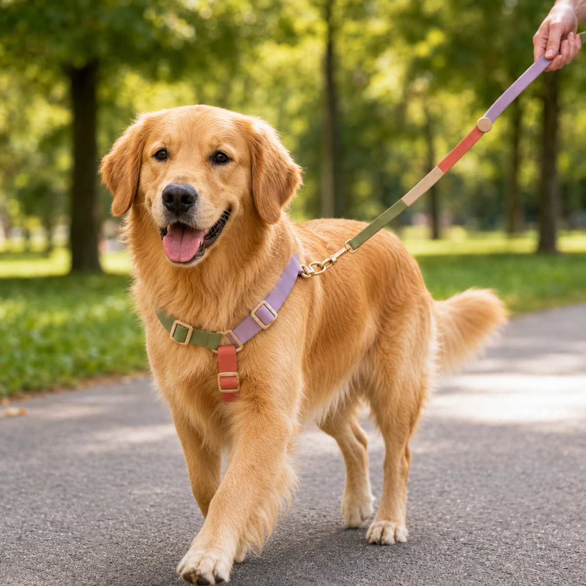 Adjustable Dog Harness and Lead Set – Soft Walking Harness with Matching Lead for Medium and Large Dogs