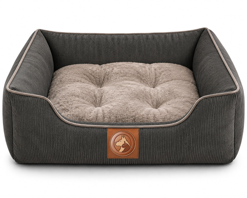 Corduroy Orthopedic Pet Sofa Bed – Plush Raised Sides