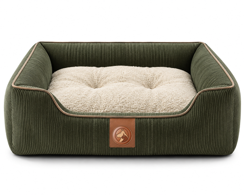 Corduroy Orthopedic Pet Sofa Bed with Plush Bolsters