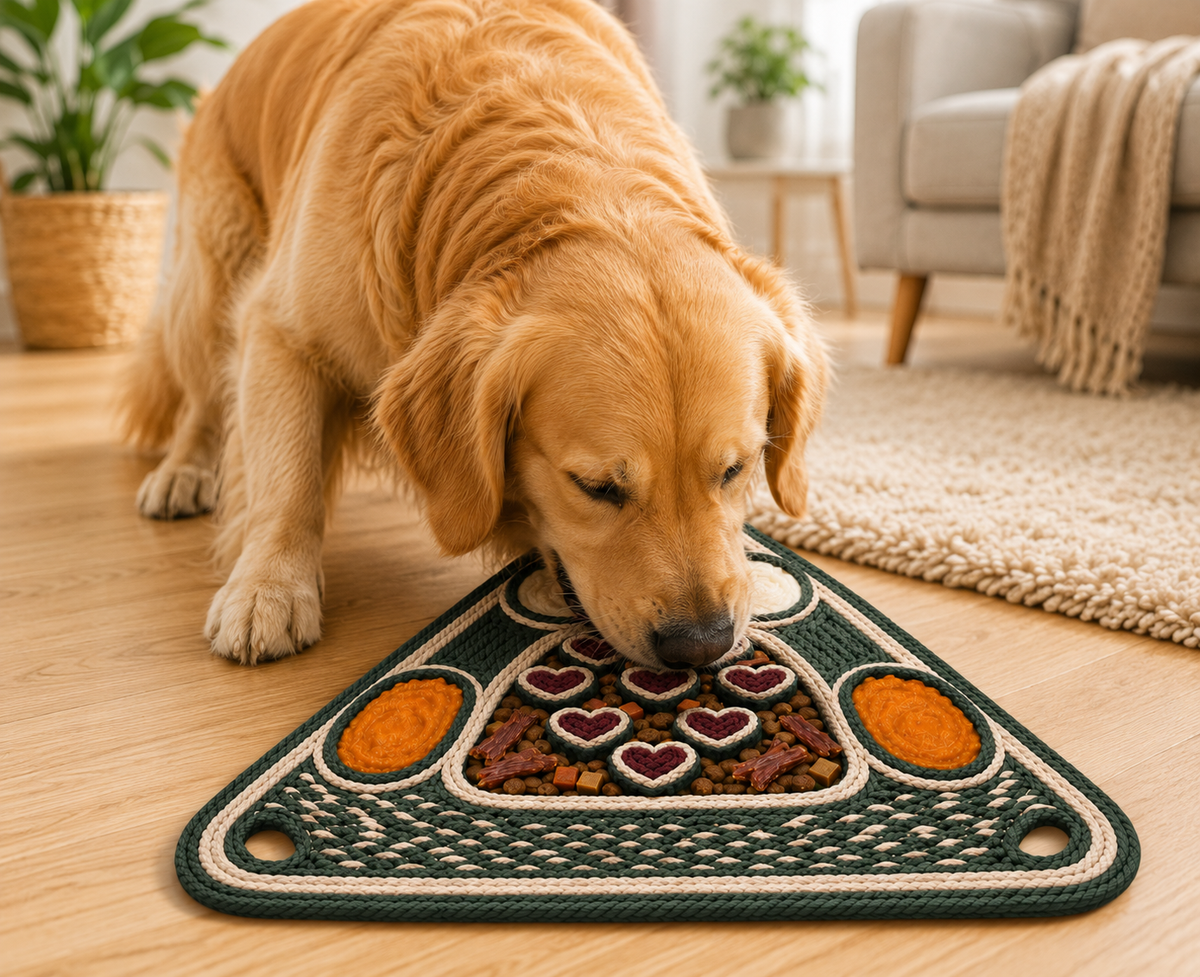 Interactive Snuffle Feeding Mat – Triangle Treat Search Mat for Dogs with Multi-Texture Food Hiding Pockets