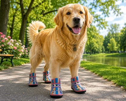 Waterproof Dog Boots – Adjustable Anti-Slip Dog Shoes for Outdoor Walking and Paw Protection (4 Pack)